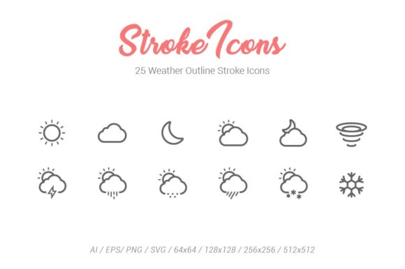 25 Weather Outline Stroke Icons