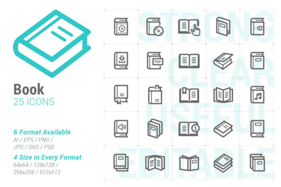 Book Strong Line Icon Graphics and Icons