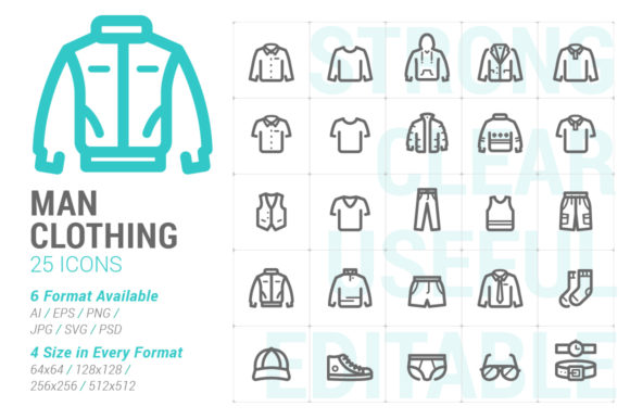 Clothing Man Strong Line Icon Graphics
