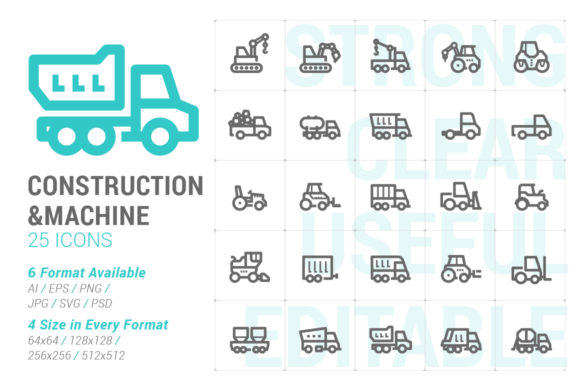 Construction Machine Strong Line Icon