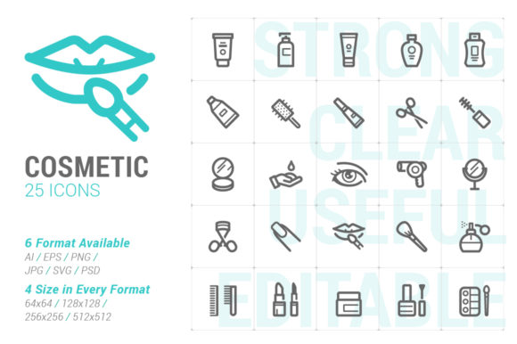 Cosmetic Strong Line Icon Graphics and Icons