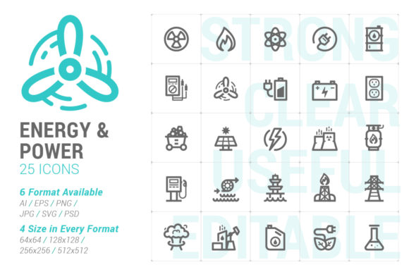 Energy Power Strong Line Icon Graphics