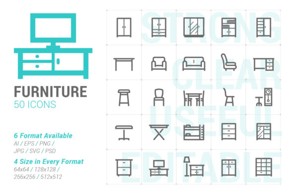 Furniture Strong Line Icon Graphics