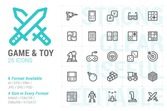 Game Toy Strong Line Icon Graphics and Icons