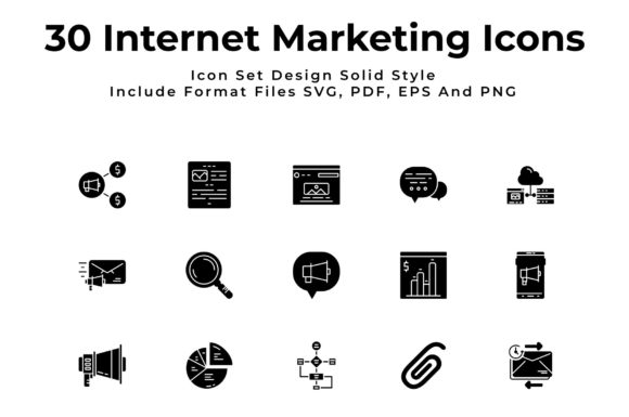 Internet Marketing Icon Set Solid Style