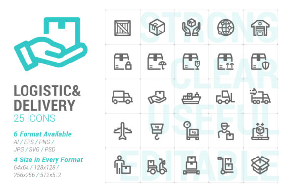 Logistic Delivery Strong Line Icon Graphics and Icons