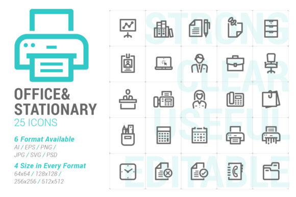 Office Stationary Strong Line Icon Graphics