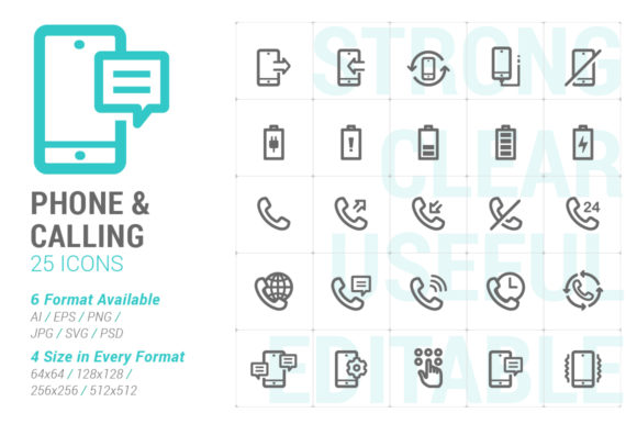 Phone Calling Strong Line Icon