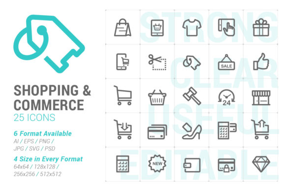 Shopping Commerce Strong Line Icon Graphics