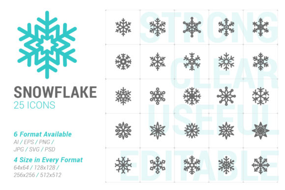 Snowflake Strong Line Icon Graphics