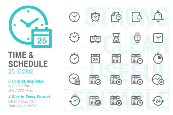 Time Schedule Strong Line Icon Graphics and Icons