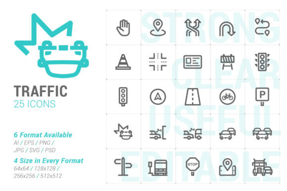 Traffic Strong Line Icon Graphics and Icons