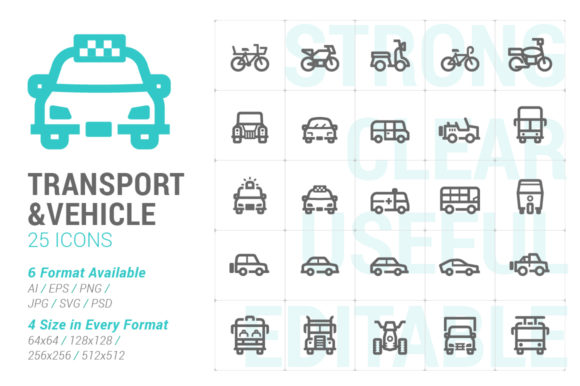 Transport Vehicle Strong Line Icon Graphics