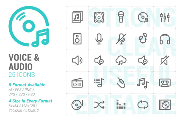 Voice Audio Strong Line Icon Graphics